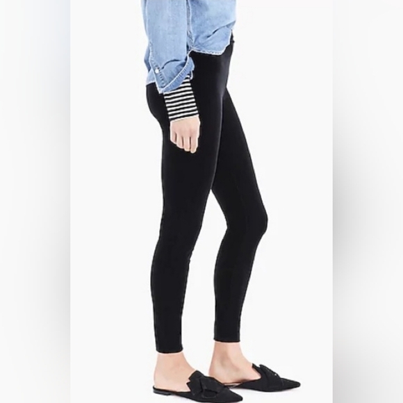 J. CREW BLACK VELVET LEGGINGS  STRETCH ELASTIC WAIST PULL On L - Picture 4 of 6